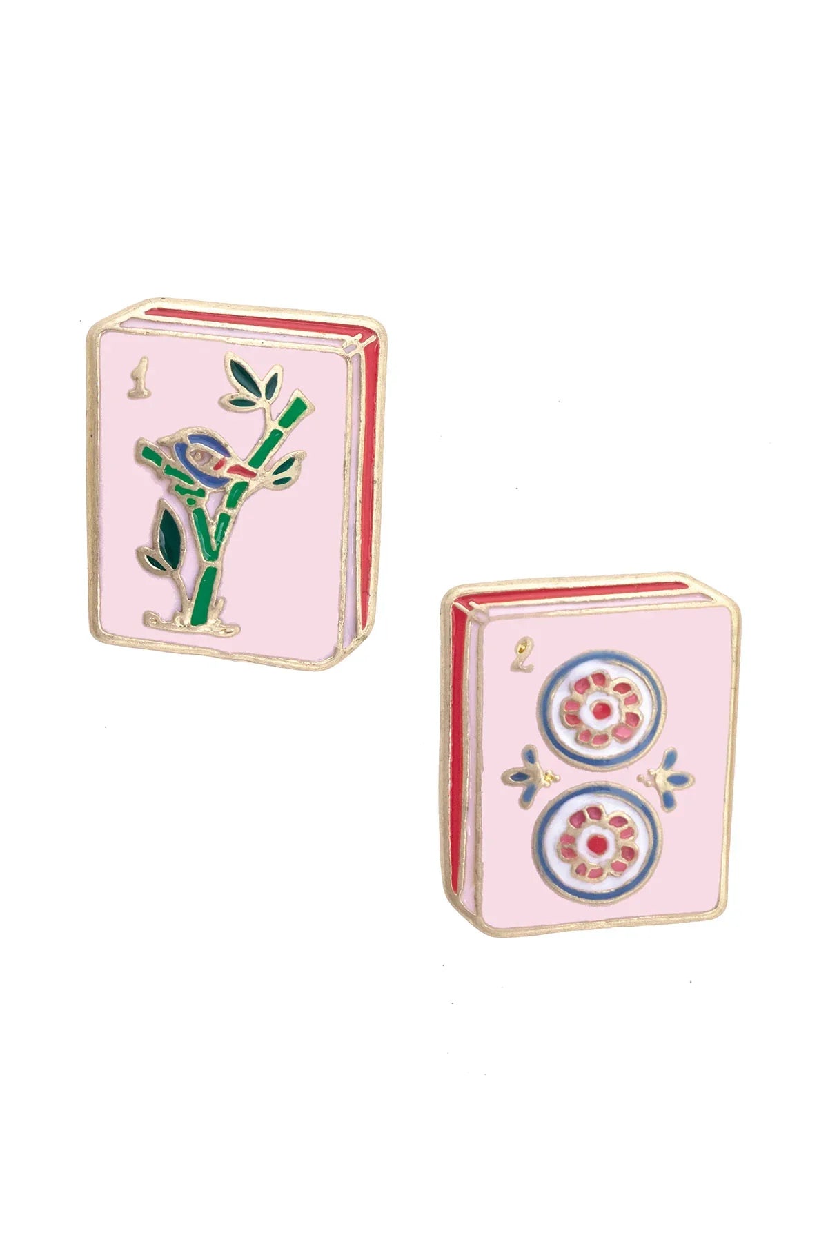 PREORDER 8/28: Mahjong Tile Stud Earrings in Light Pink