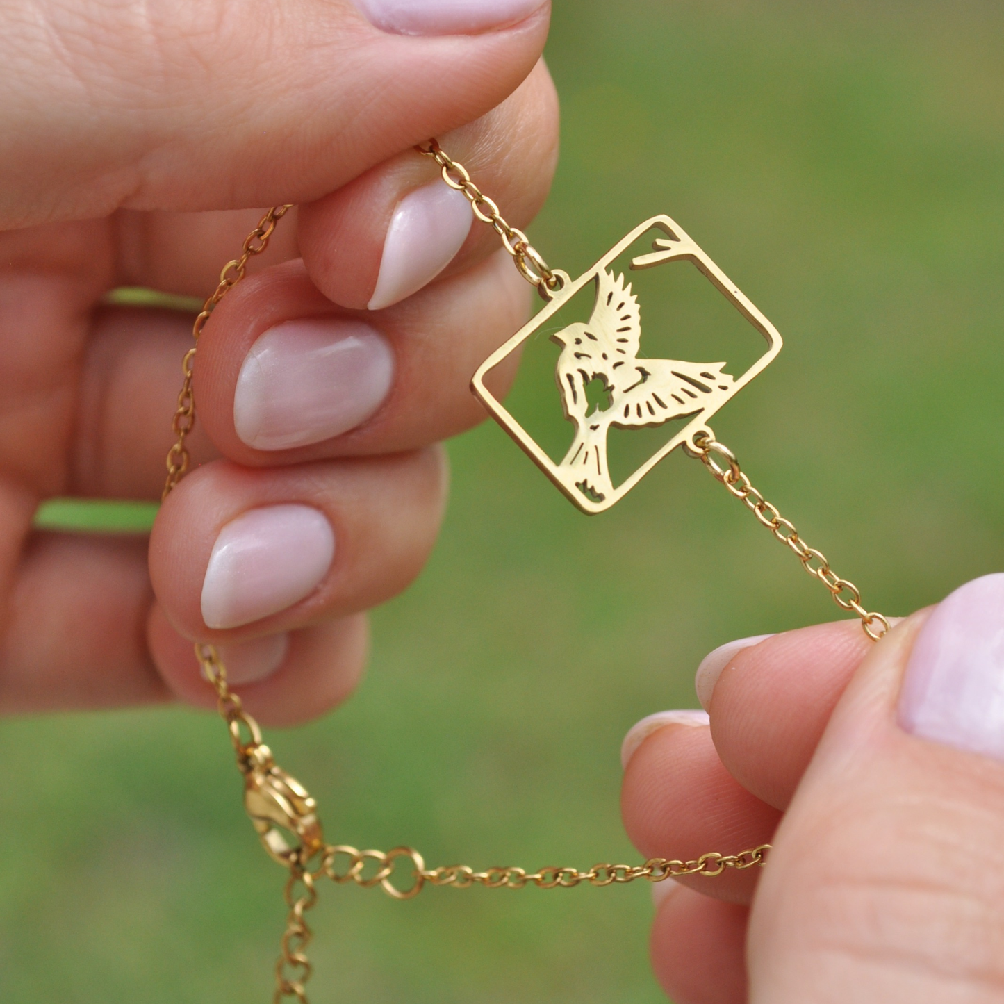 Mahjong Bracelet, One Bam Bird Filigree Sparrow