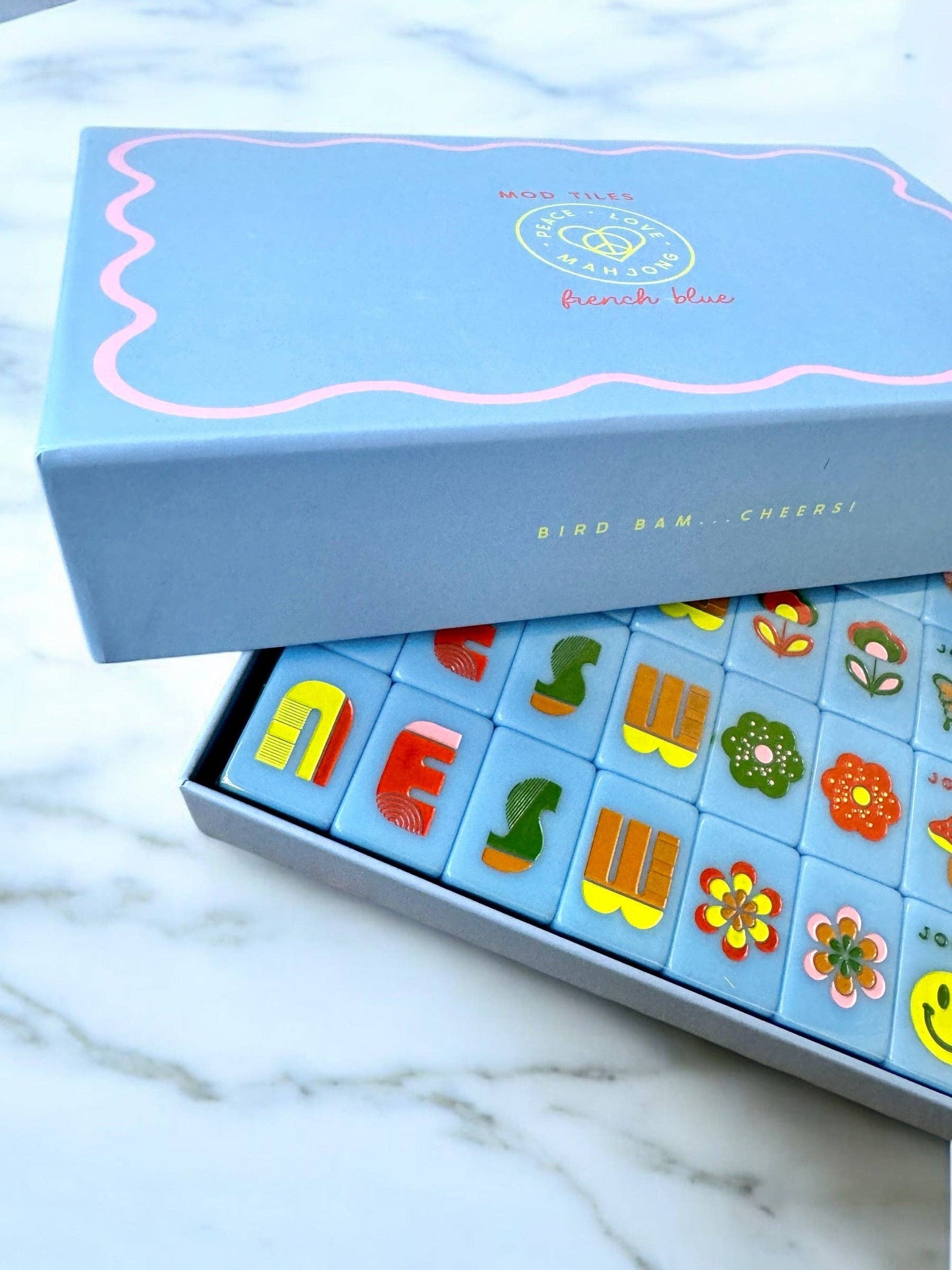 Peace Love Mahjong - Mod Tiles - French Blue