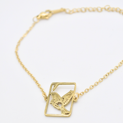 Mahjong Bracelet, One Bam Bird Filigree Sparrow