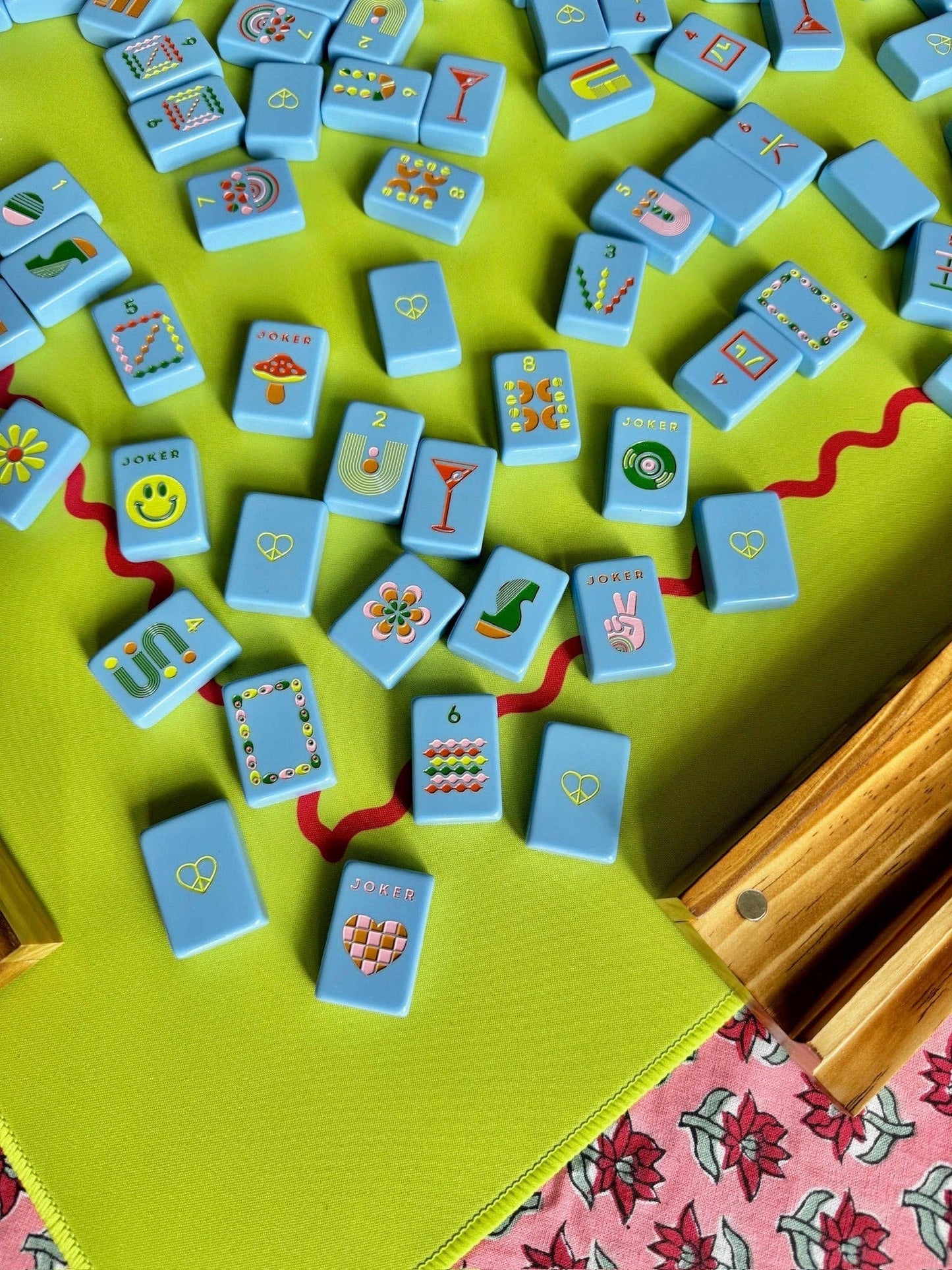 Peace Love Mahjong - Mod Tiles - French Blue