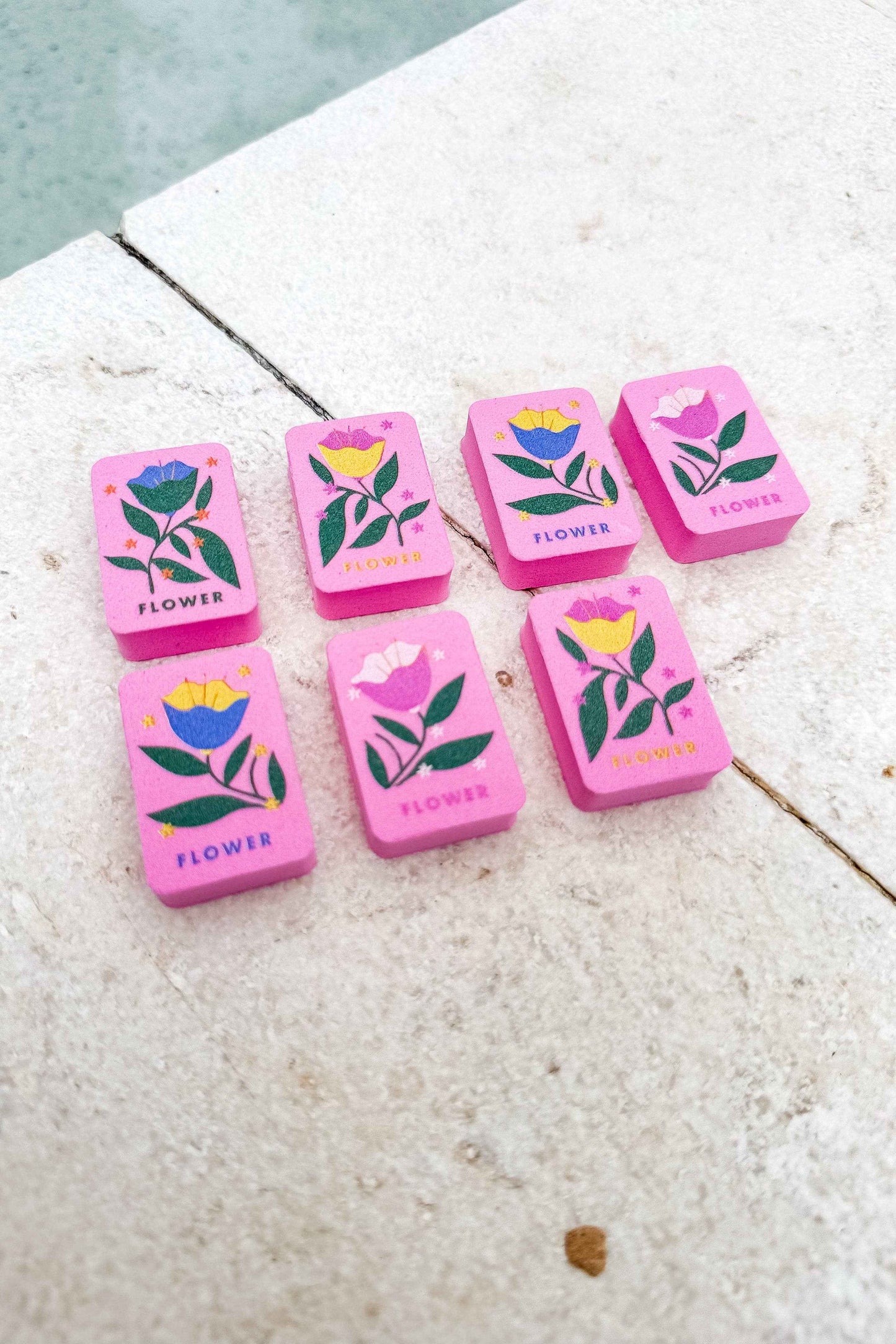 Girl Tribe Co - Floating Mahjong Tiles in Floral Pink for the Pool