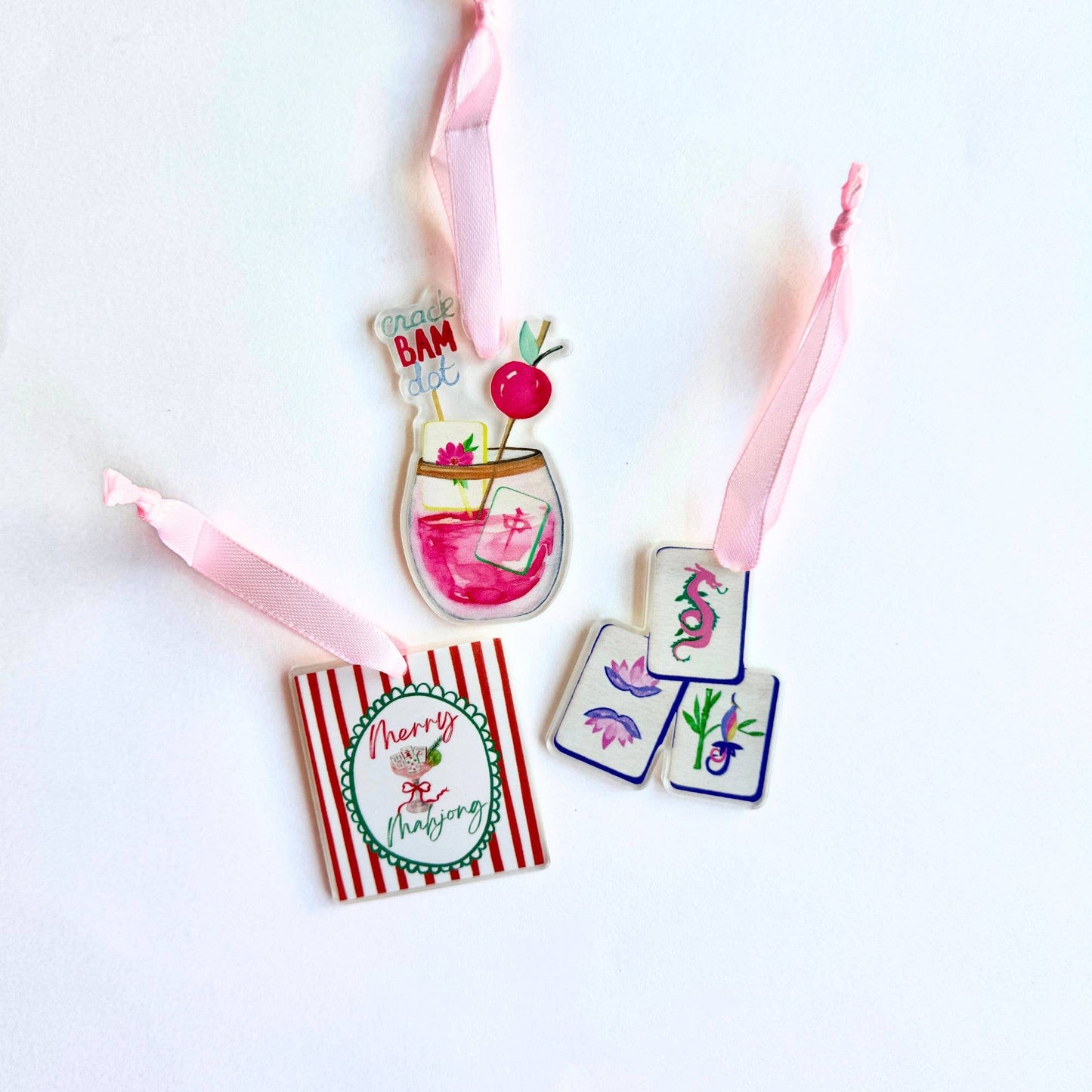 Mahjong Christmas Petite Ornament Acrylic Mahj gift, acrylic