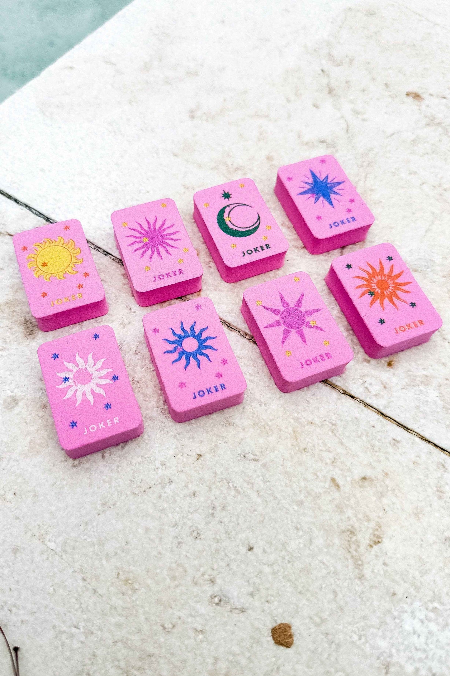 Girl Tribe Co - Floating Mahjong Tiles in Floral Pink for the Pool