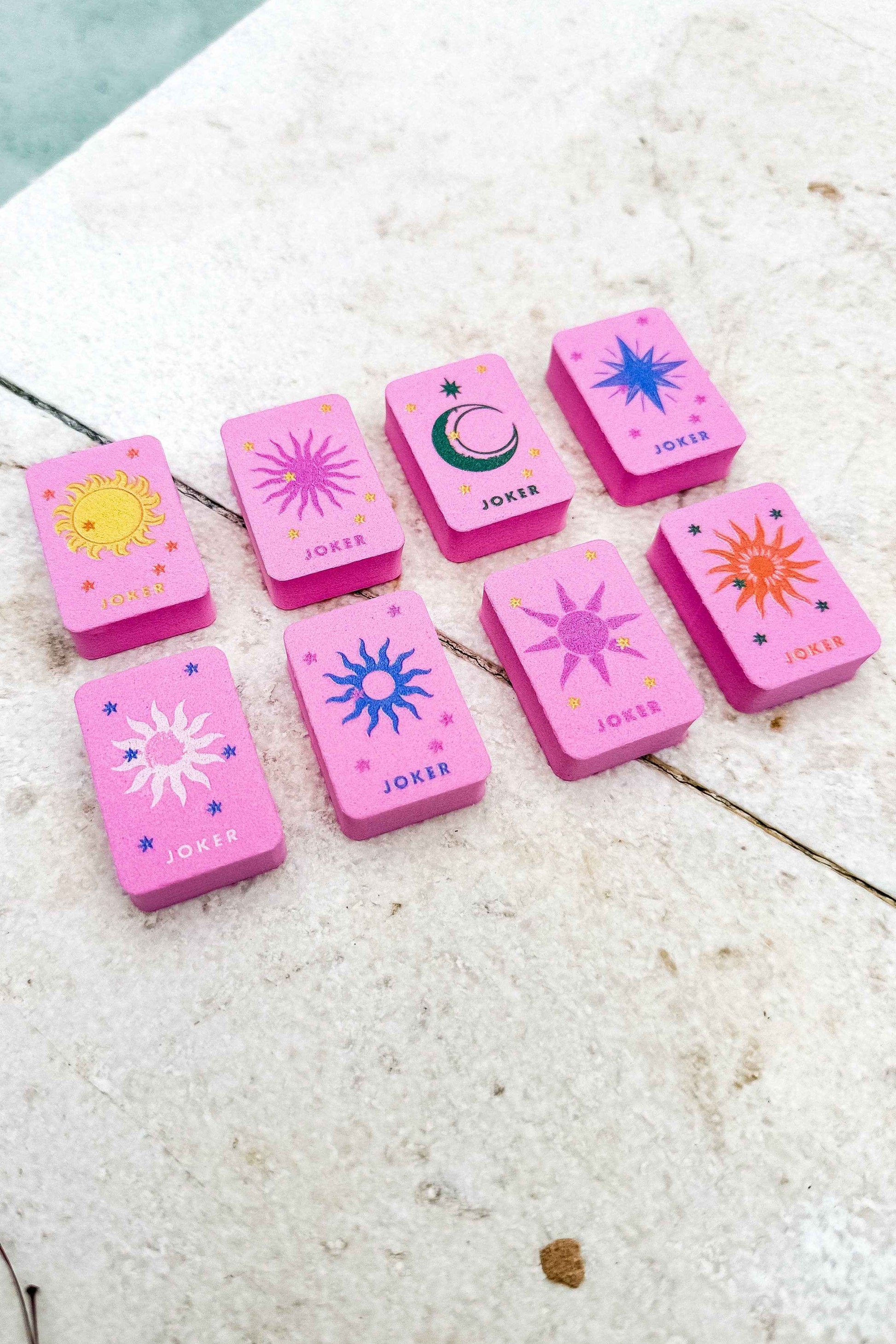 Girl Tribe Co - Floating Mahjong Tiles in Floral Pink for the Pool