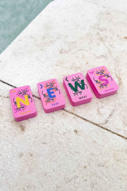 Girl Tribe Co - Floating Mahjong Tiles in Floral Pink for the Pool