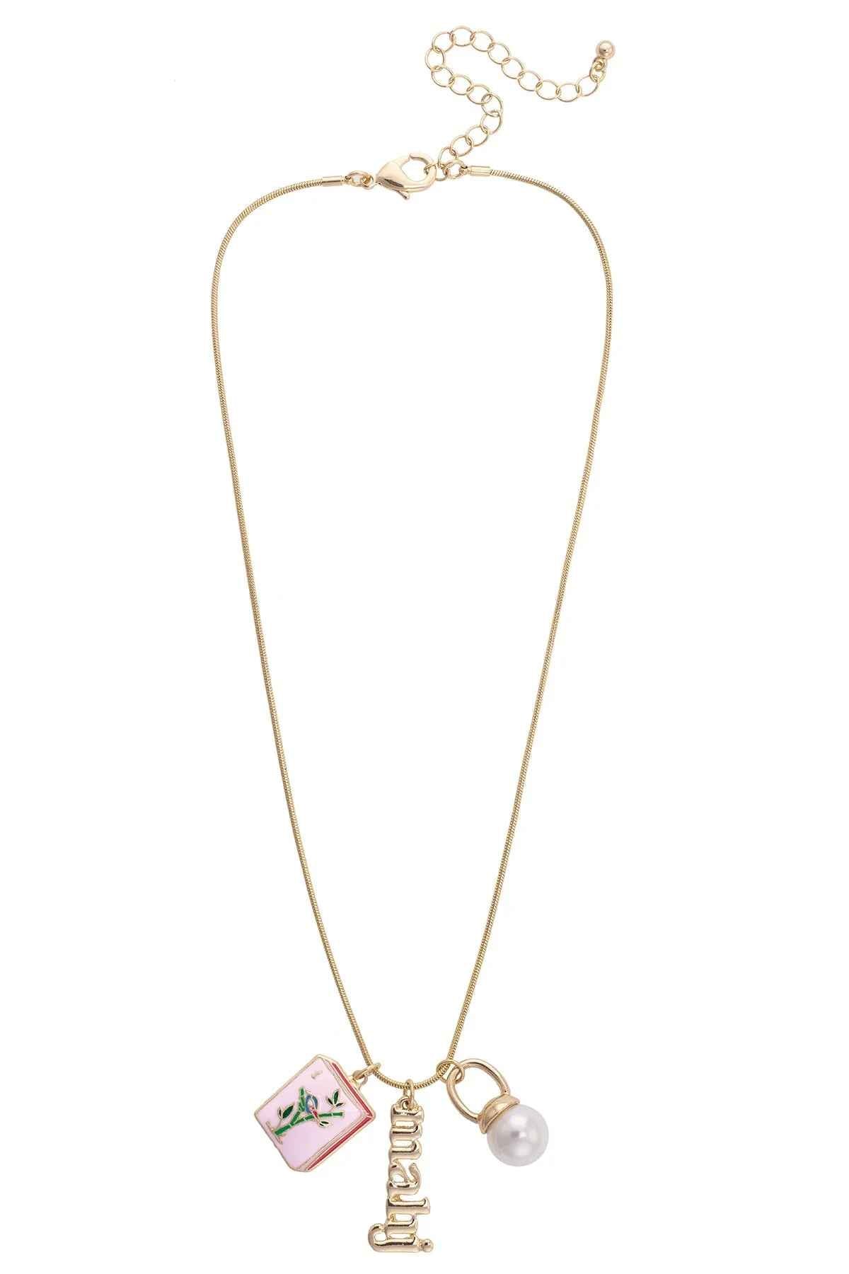 Mahjong Charm Necklace in Shiny Gold
