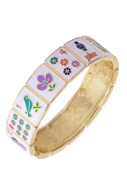 PREORDER 9/4: Going Mahjong! Enamel Hinge Bangle in Multi