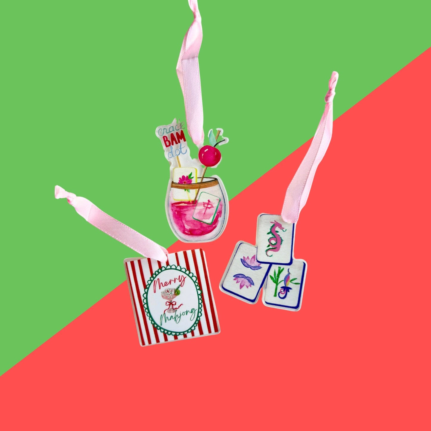 Mahjong Christmas Petite Ornament Acrylic Mahj gift, acrylic