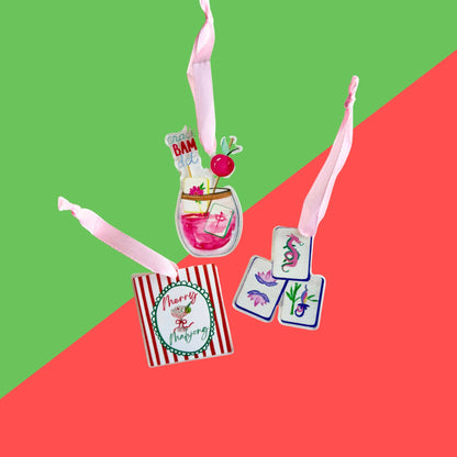 Mahjong Christmas Petite Ornament Acrylic Mahj gift, acrylic