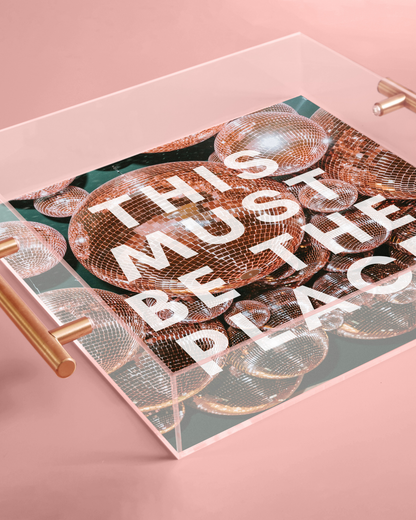 The Place Acrylic Tray With Gold Handles