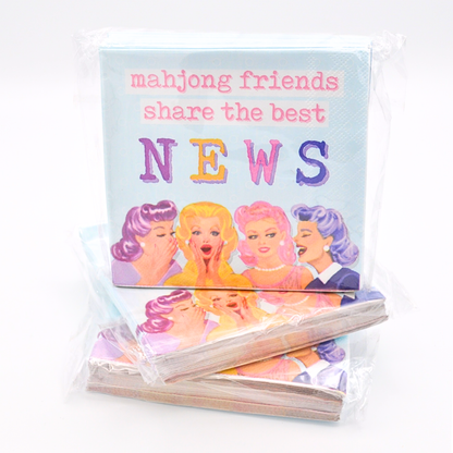 "Mahjong Friends Share the Best NEWS" Cocktail Napkins