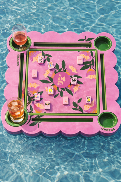 Girl Tribe Co - Floating Mahjong Tiles in Floral Pink for the Pool