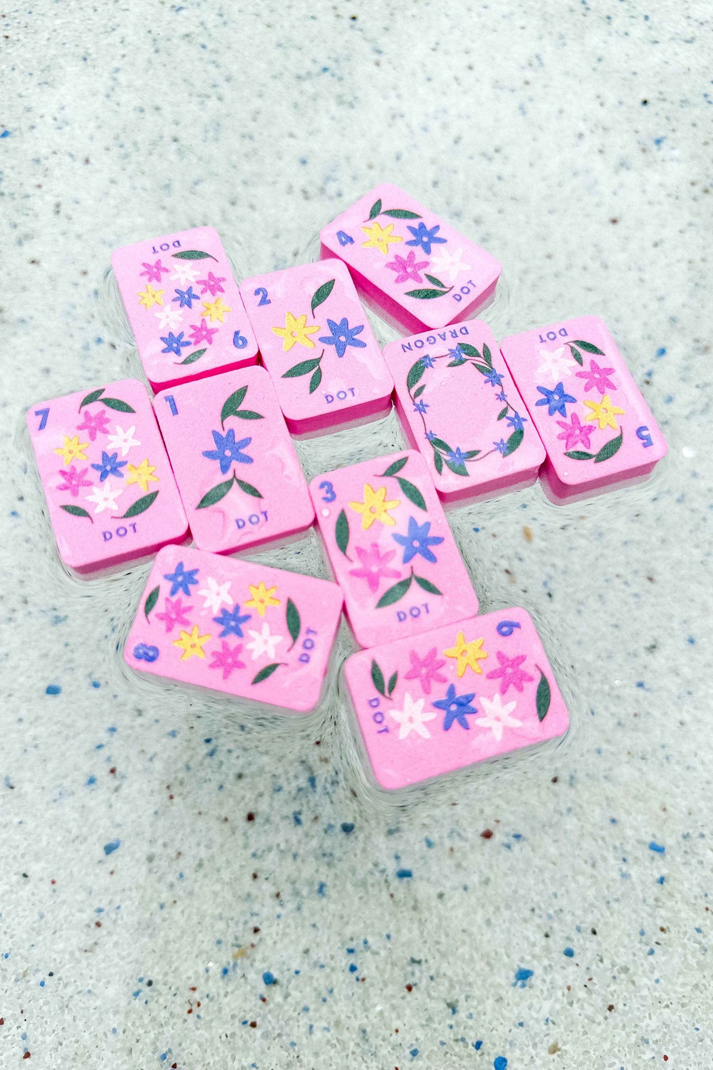 Girl Tribe Co - Floating Mahjong Tiles in Floral Pink for the Pool