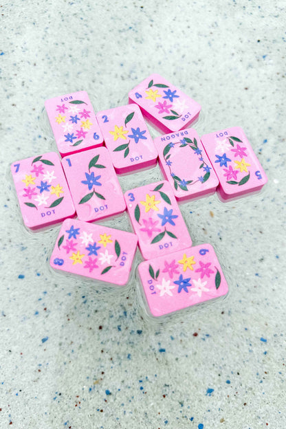Girl Tribe Co - Floating Mahjong Tiles in Floral Pink for the Pool