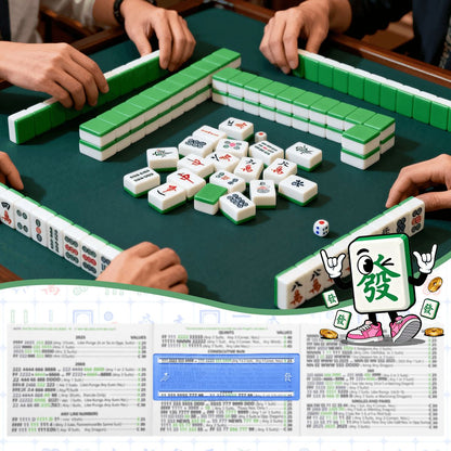 Floral Chinoiserie Designed 4 Mahjong Card Holder with Line Finder