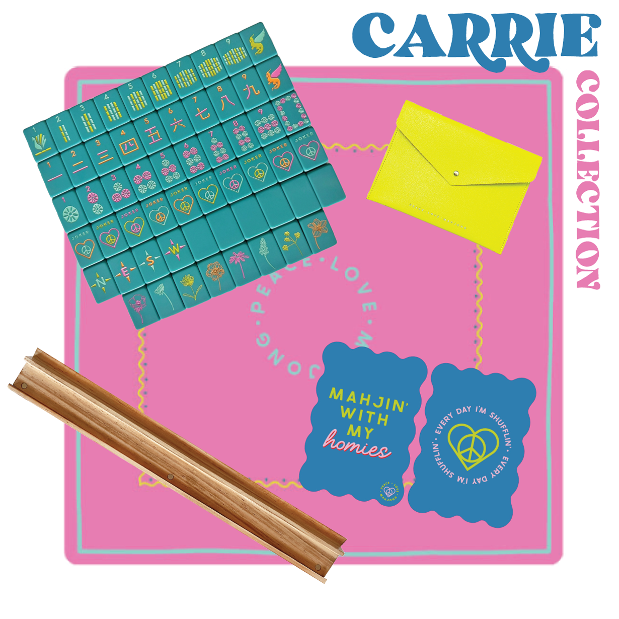 Peace Love Mahjong - OG Mahj Tiles - Totally Teal