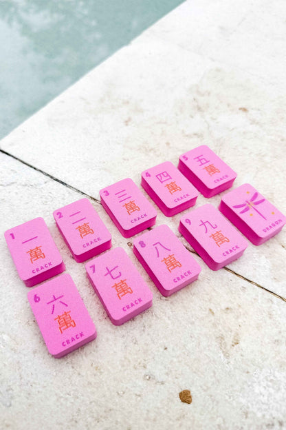 Girl Tribe Co - Floating Mahjong Tiles in Floral Pink for the Pool