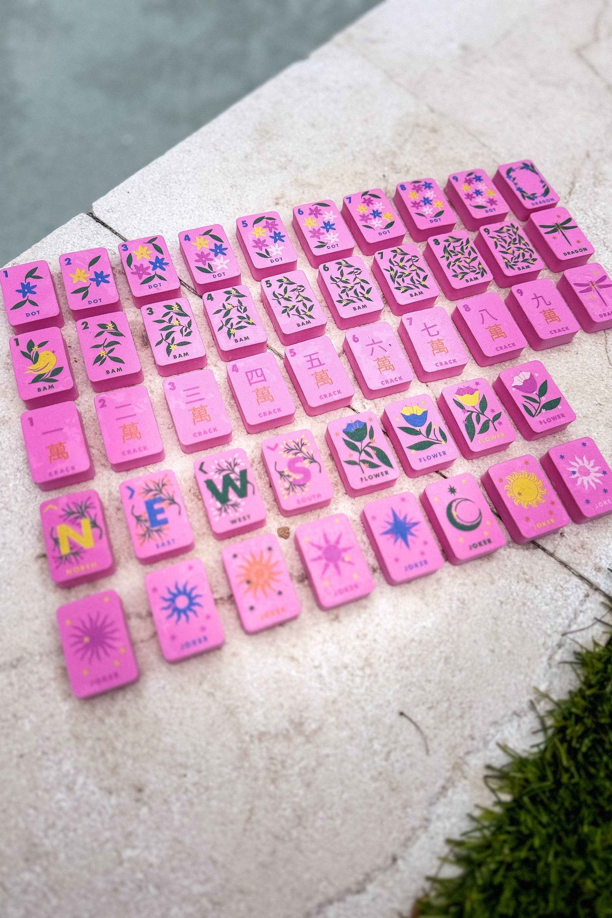 Girl Tribe Co - Floating Mahjong Tiles in Floral Pink for the Pool