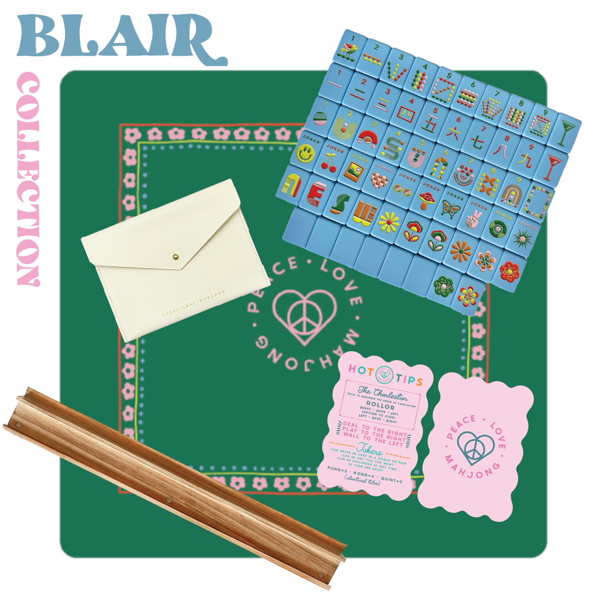 Peace Love Mahjong - Mod Tiles - French Blue