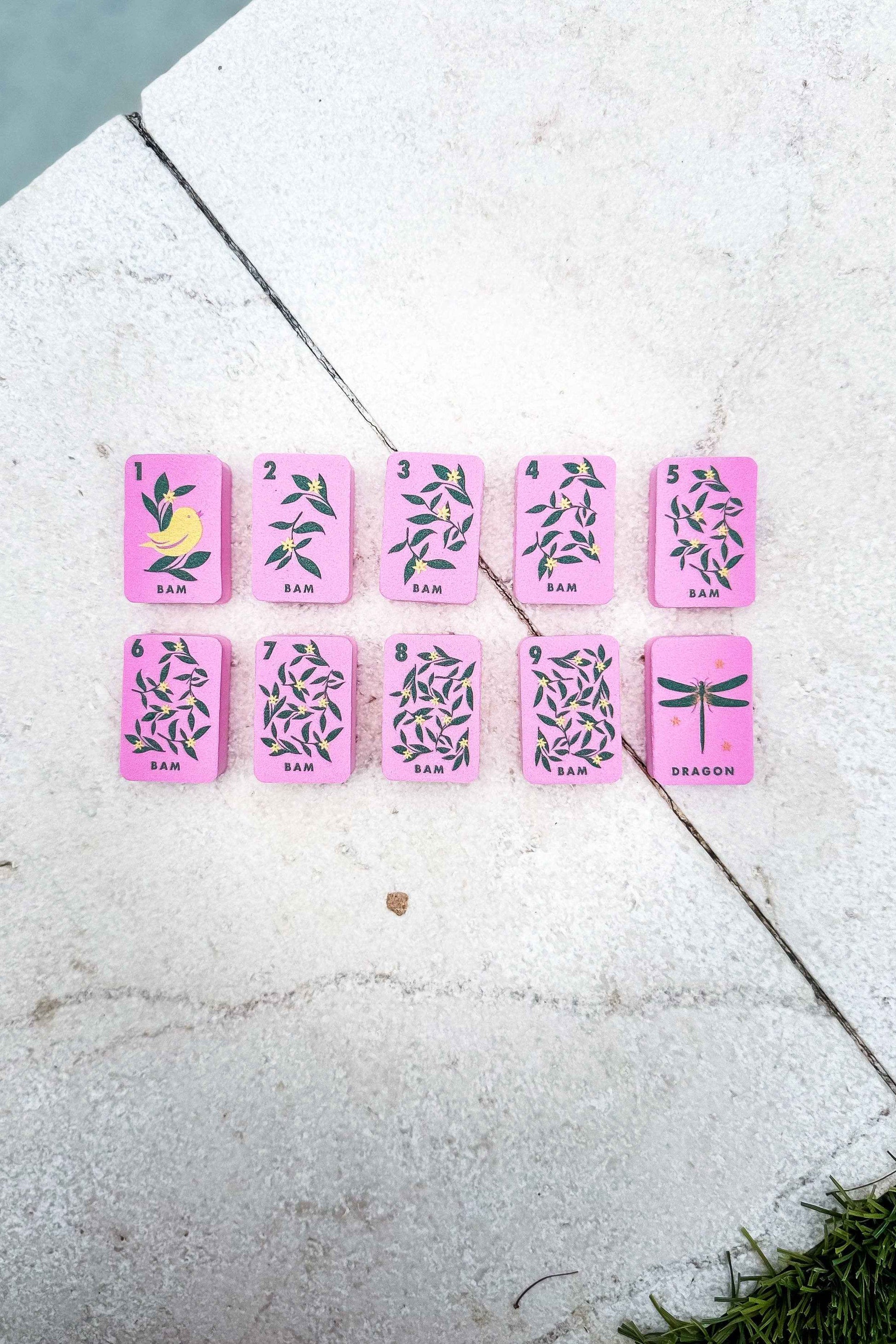 Girl Tribe Co - Floating Mahjong Tiles in Floral Pink for the Pool