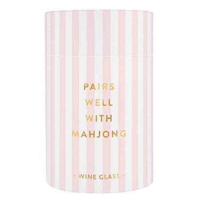 Gold Foil Stemless Wine Glass - Pairs Well with Mahjong
