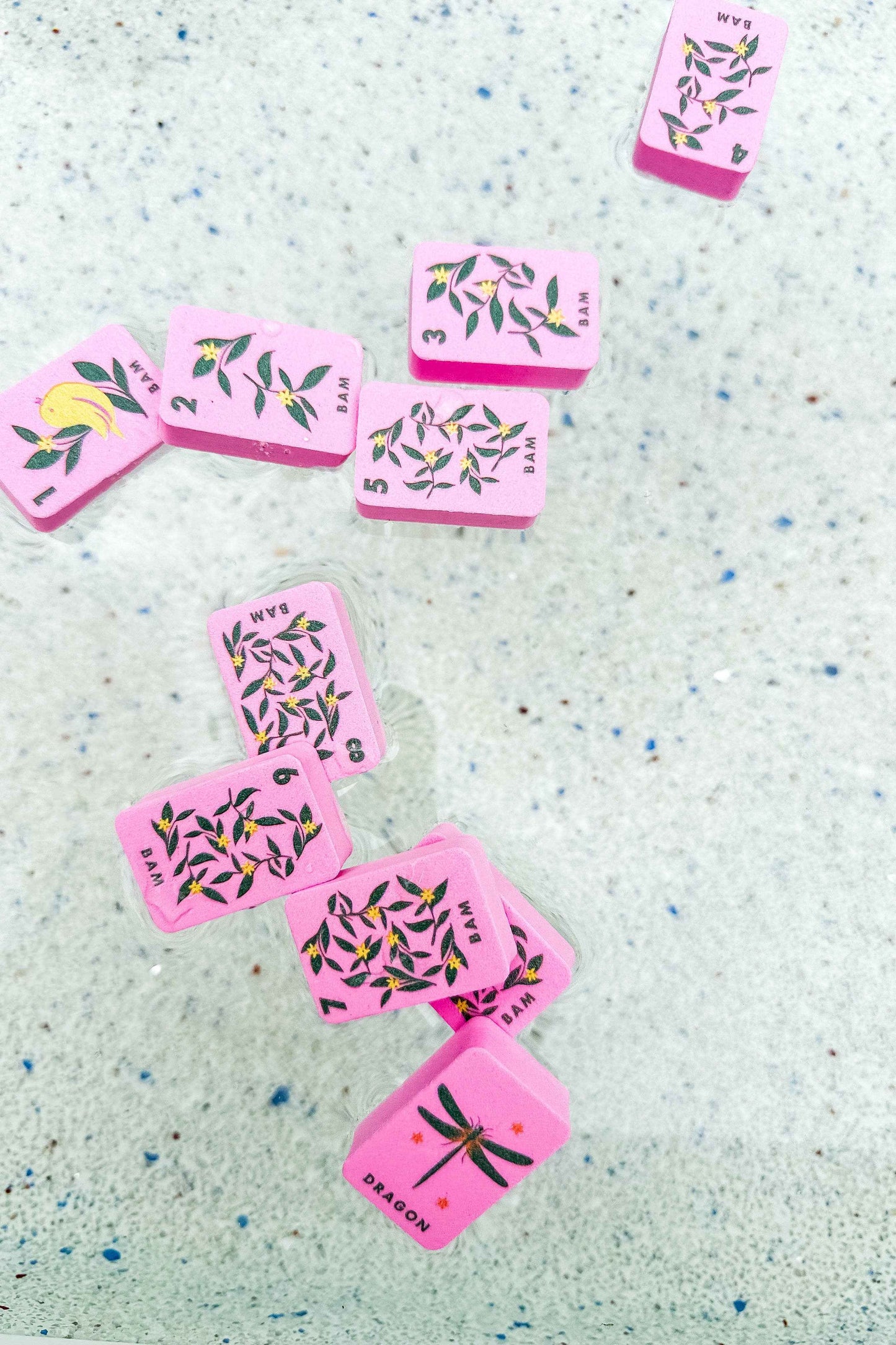 Girl Tribe Co - Floating Mahjong Tiles in Floral Pink for the Pool