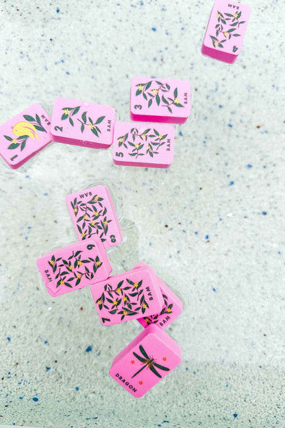 Girl Tribe Co - Floating Mahjong Tiles in Floral Pink for the Pool