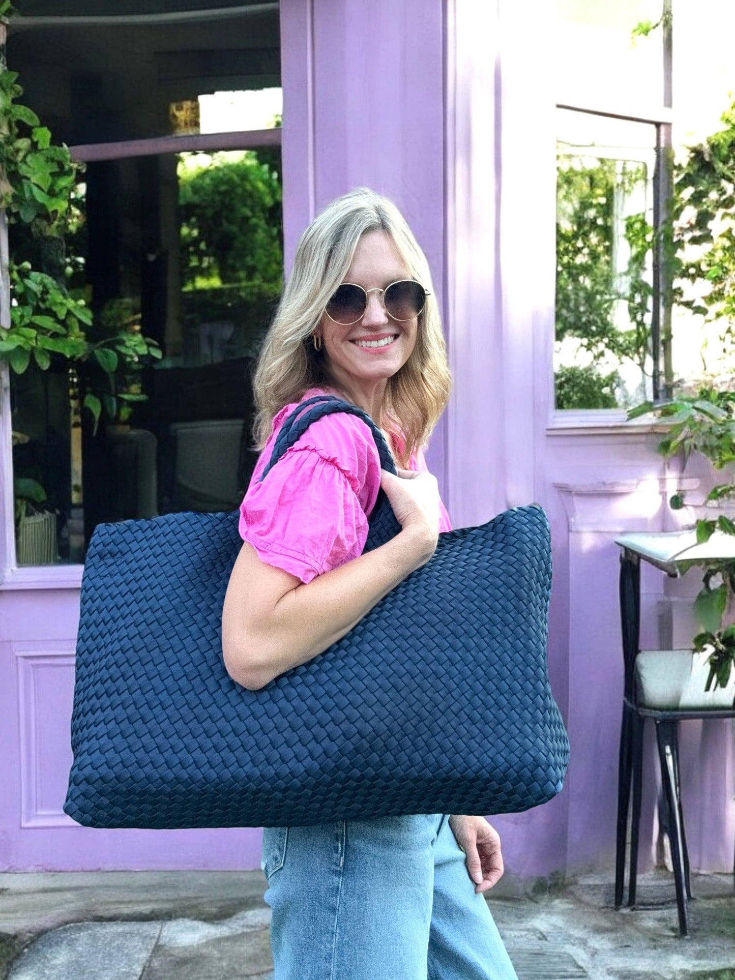 Peace Love Mahjong - Woven Mahjong Carryall - Fawn