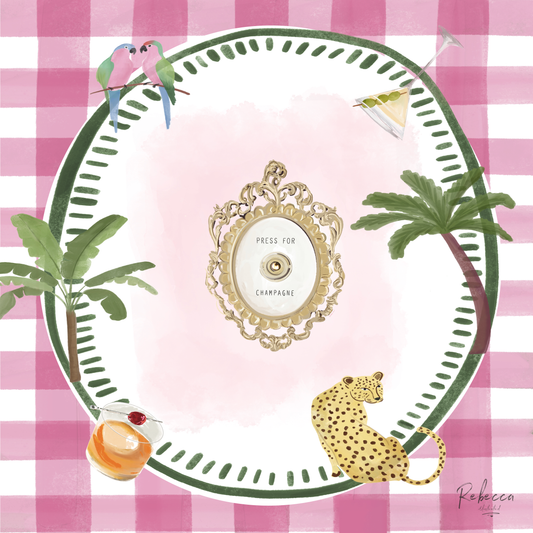 Rebecca Illustrated - PINK GINGHAM-MAHJONG MAT