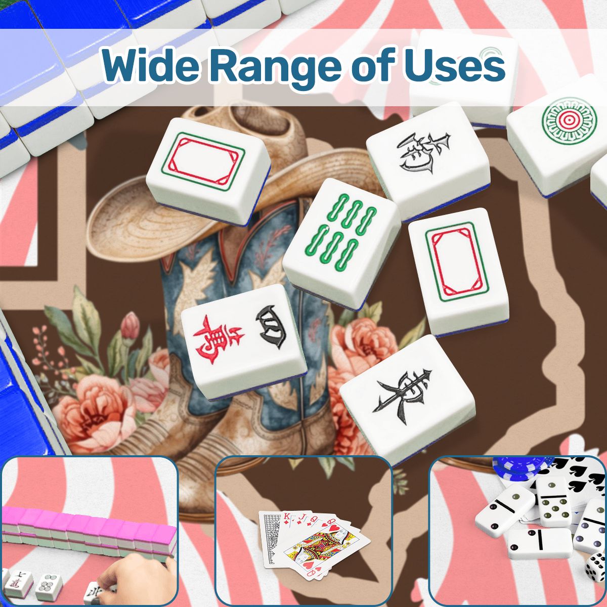 Knocking Boots Texas Mahjong Mat Boho Wildflower