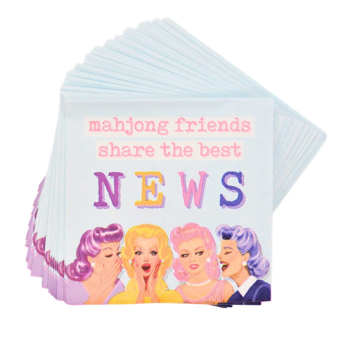 "Mahjong Friends Share the Best NEWS" Cocktail Napkins