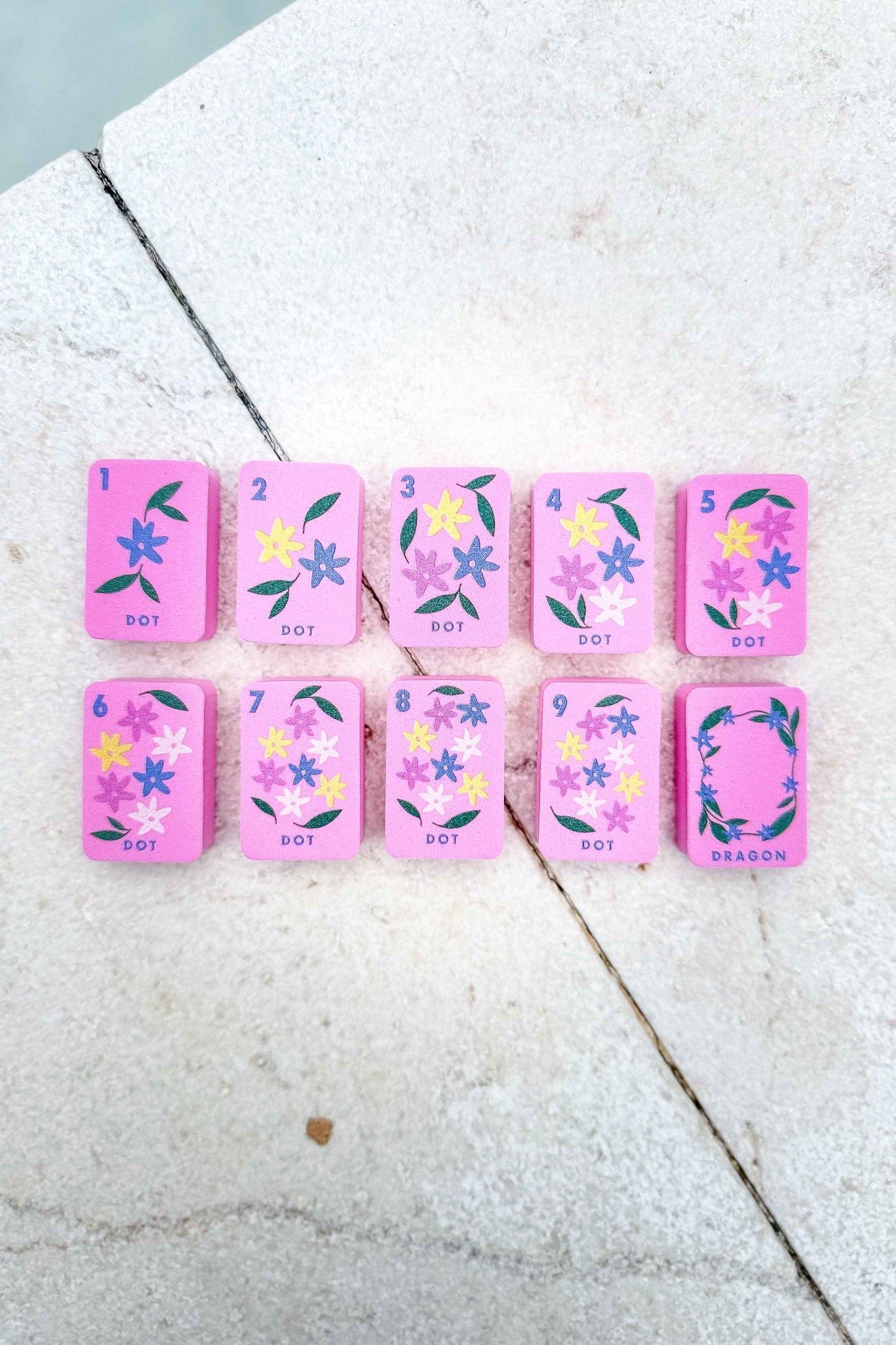 Girl Tribe Co - Floating Mahjong Tiles in Floral Pink for the Pool