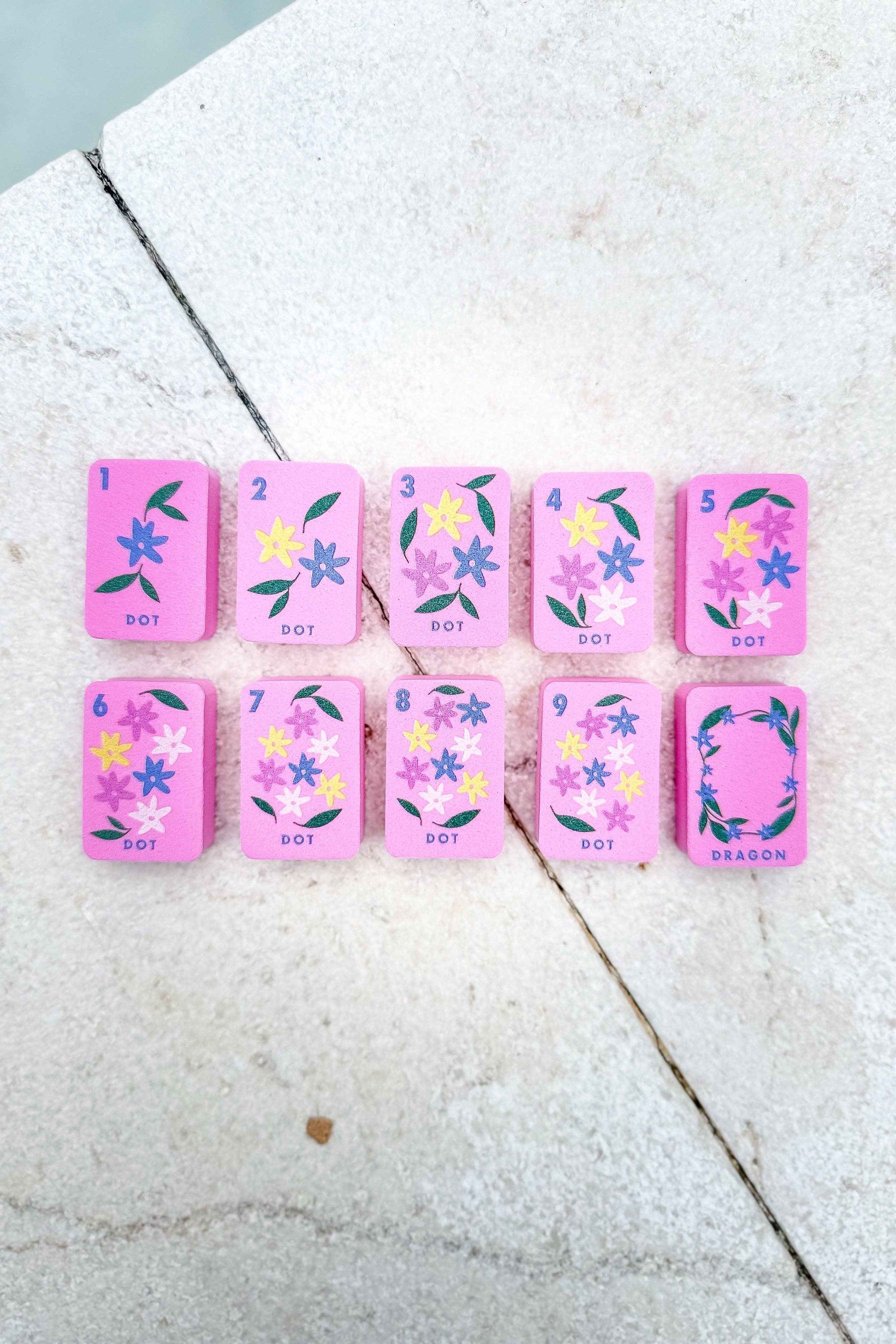Girl Tribe Co - Floating Mahjong Tiles in Floral Pink for the Pool