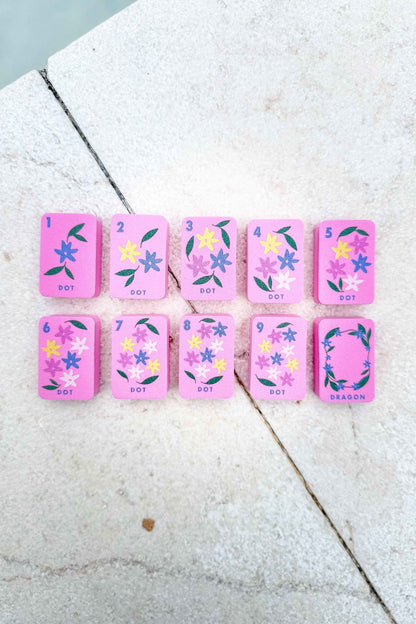 Girl Tribe Co - Floating Mahjong Tiles in Floral Pink for the Pool