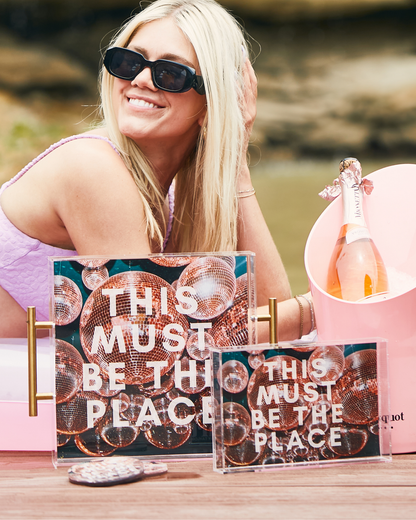 The Place Acrylic Tray With Gold Handles