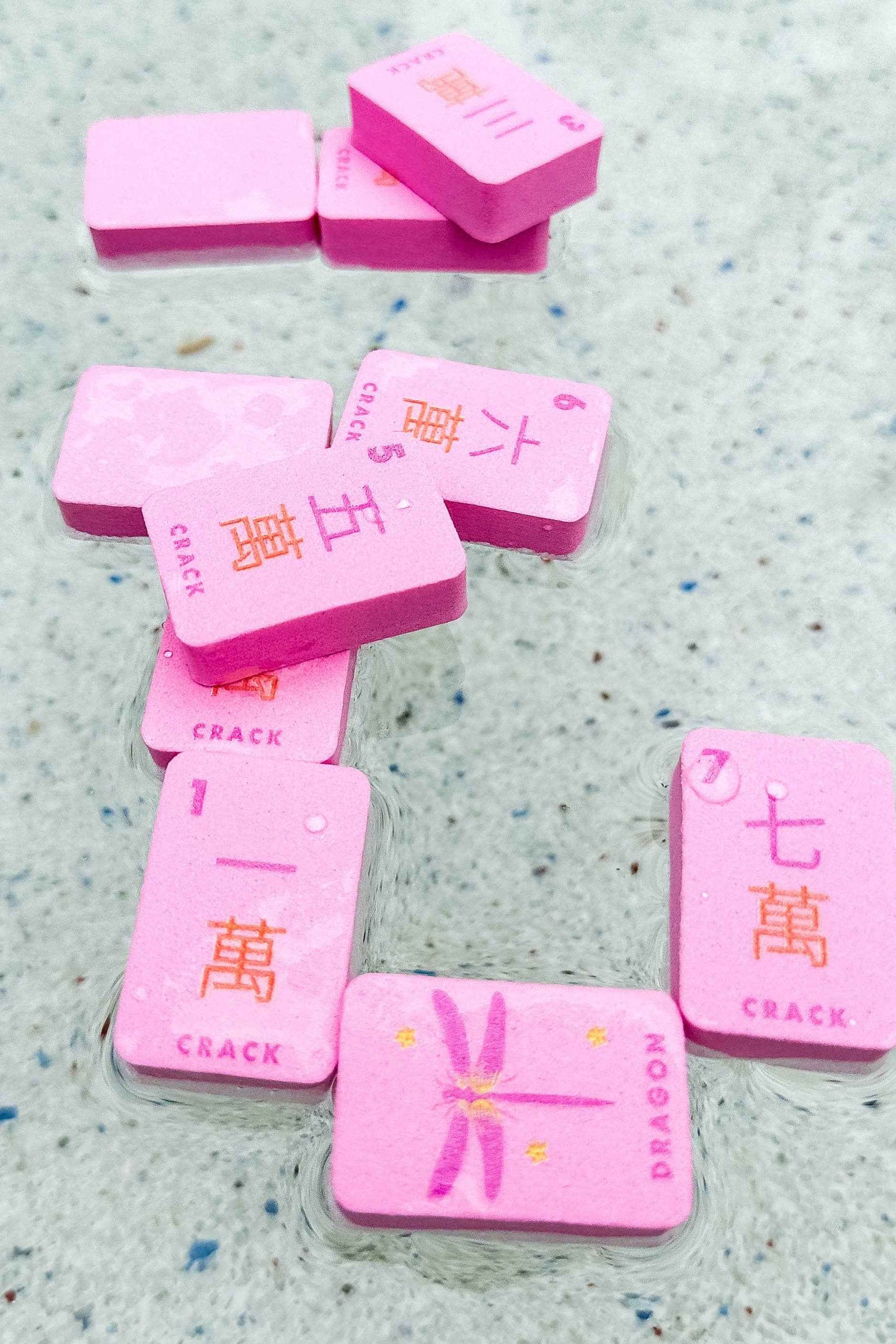 Girl Tribe Co - Floating Mahjong Tiles in Floral Pink for the Pool