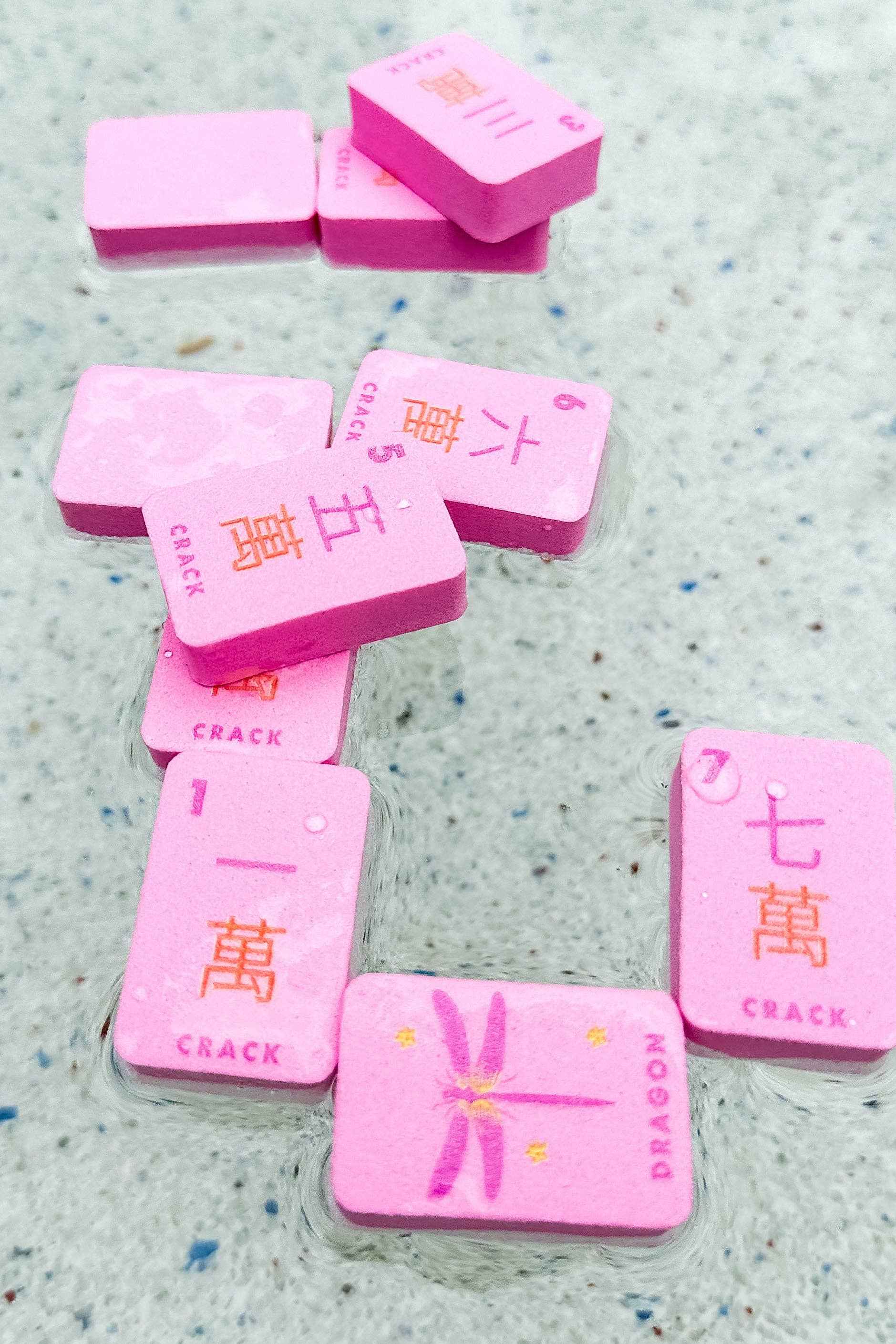 Girl Tribe Co - Floating Mahjong Tiles in Floral Pink for the Pool