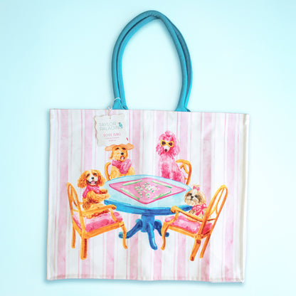 Dogs Playing Mahjong Tote Bag