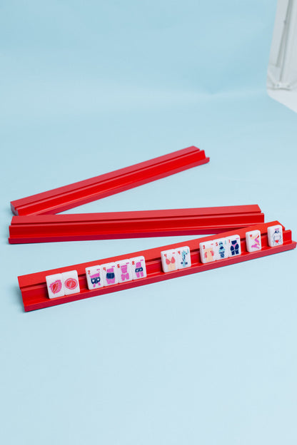 Mahjong Racks (4) - Wooden with Magnetic Pushers