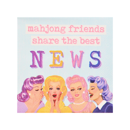 "Mahjong Friends Share the Best NEWS" Cocktail Napkins - Bam & Bloom