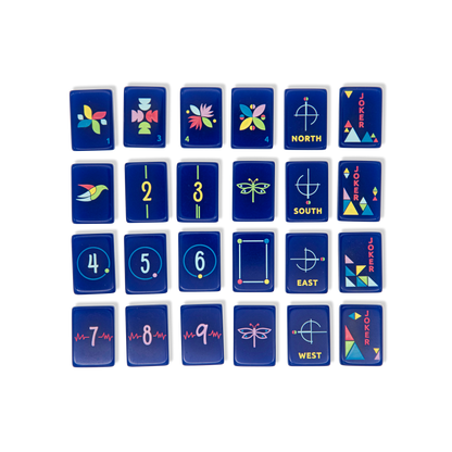 Navy Architectural Mahjong Tile Set