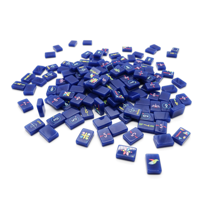 Navy Architectural Mahjong Tile Set