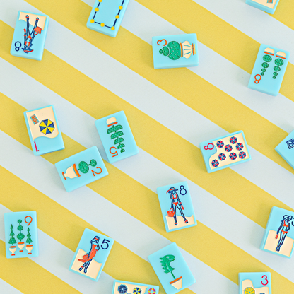 MAHJONG GAME MAT: CABANA STRIPE IN YELLOW