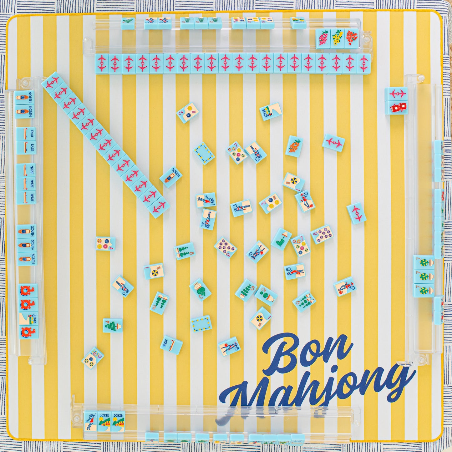 MAHJONG GAME MAT: CABANA STRIPE IN YELLOW