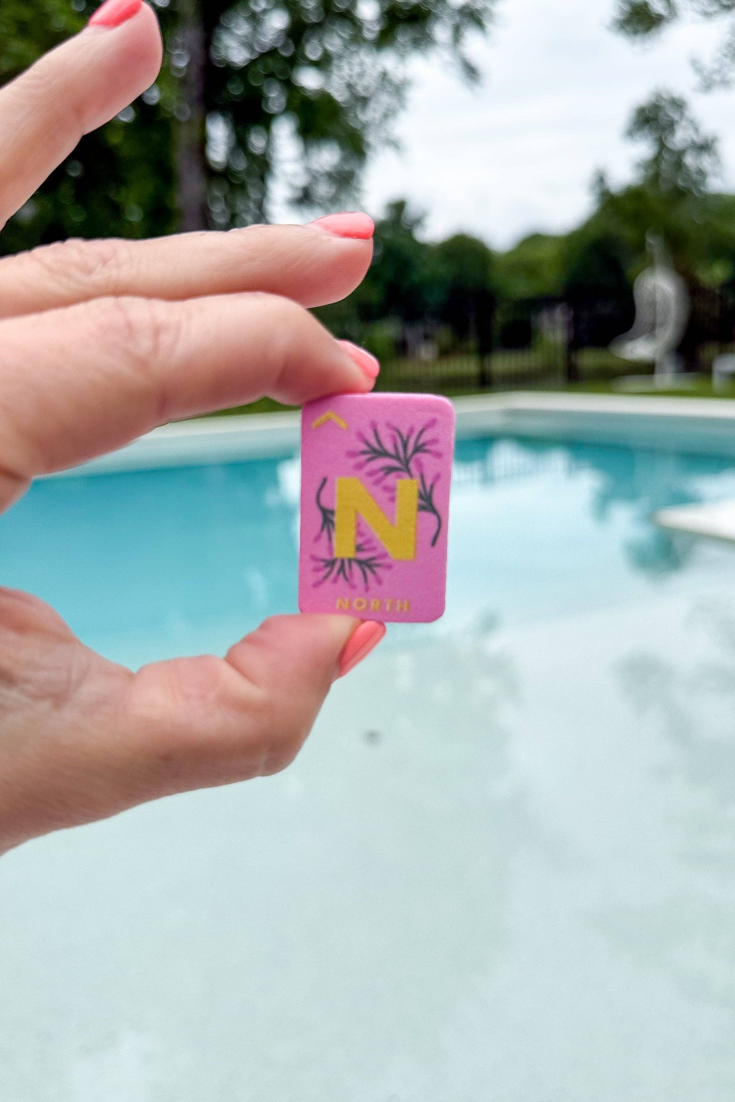Girl Tribe Co - Floating Mahjong Tiles in Floral Pink for the Pool