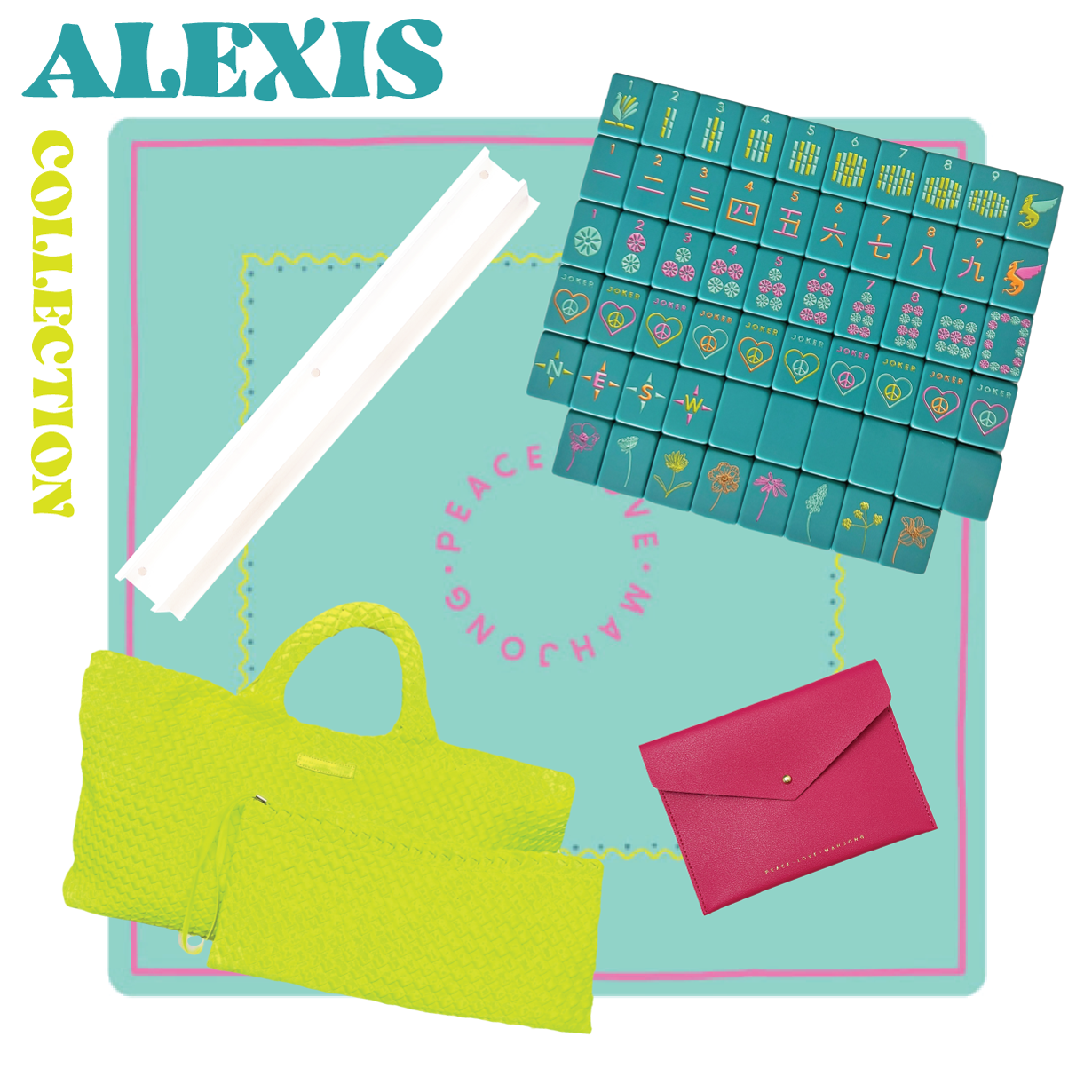 Peace Love Mahjong - OG Mahj Tiles - Totally Teal