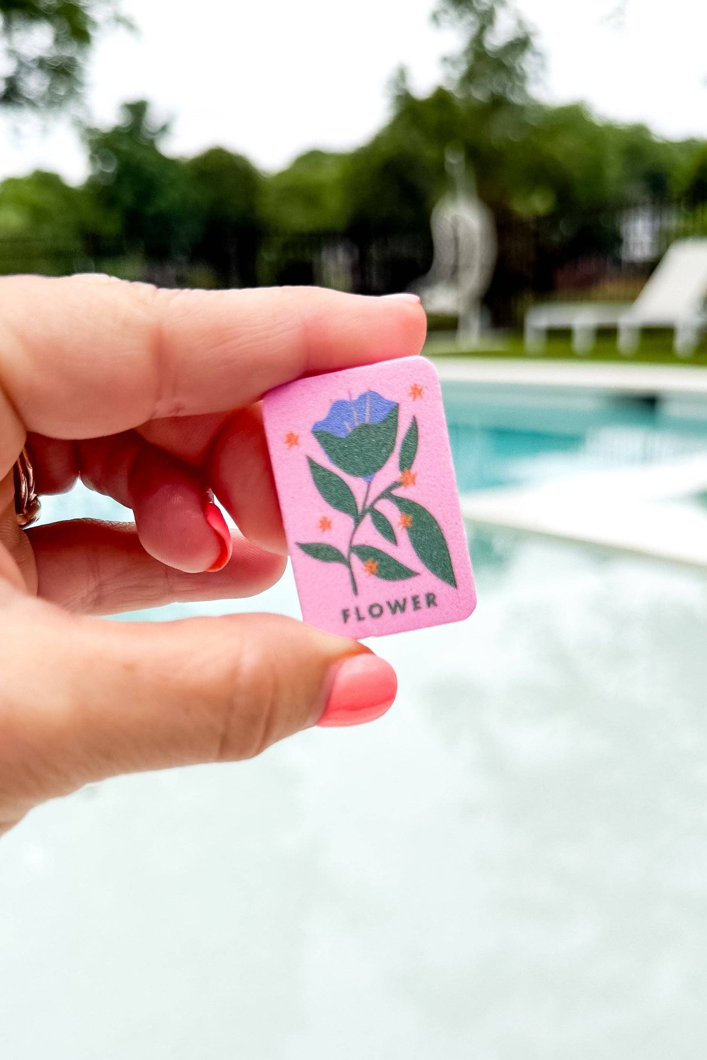 Girl Tribe Co - Floating Mahjong Tiles in Floral Pink for the Pool