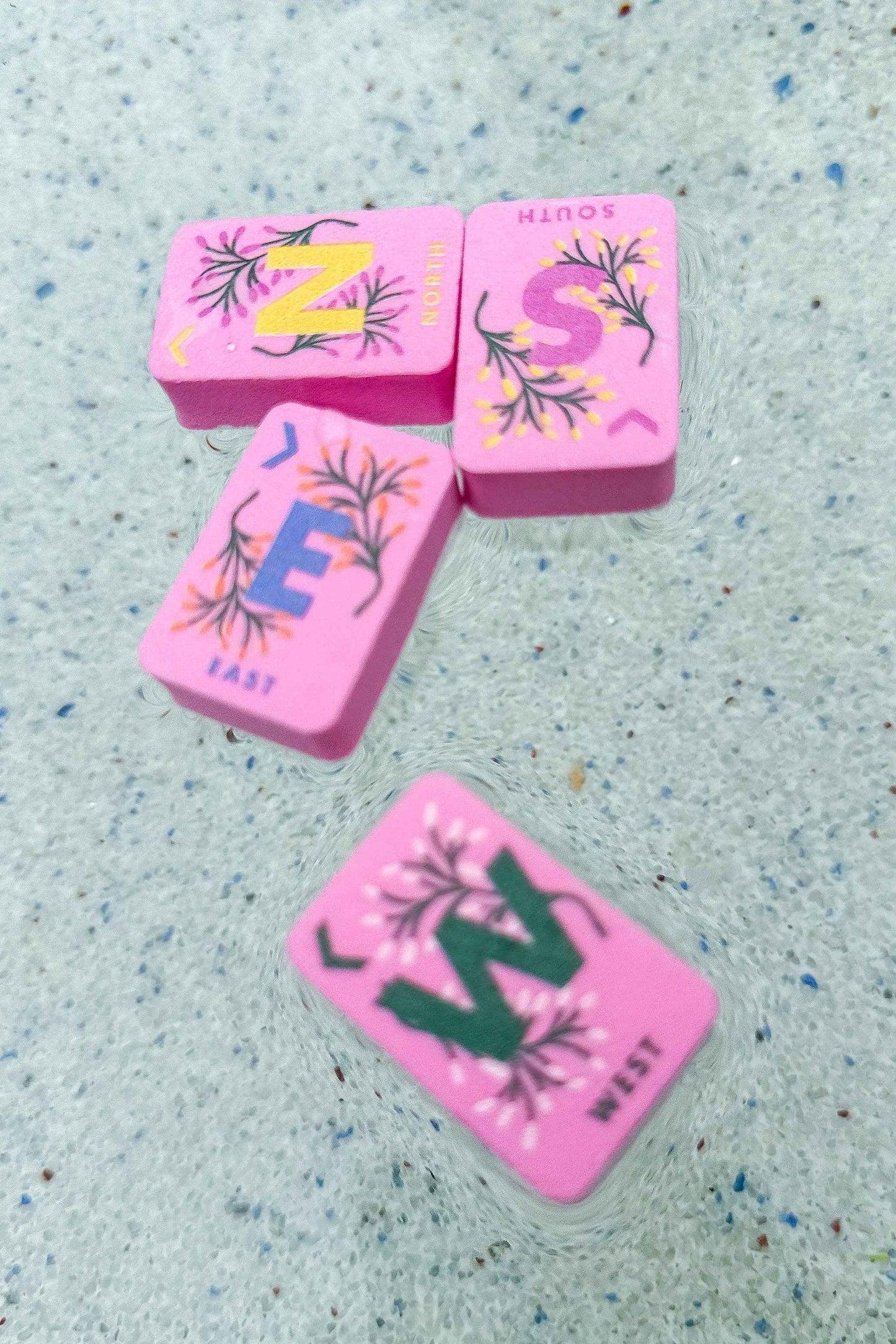 Girl Tribe Co - Floating Mahjong Tiles in Floral Pink for the Pool