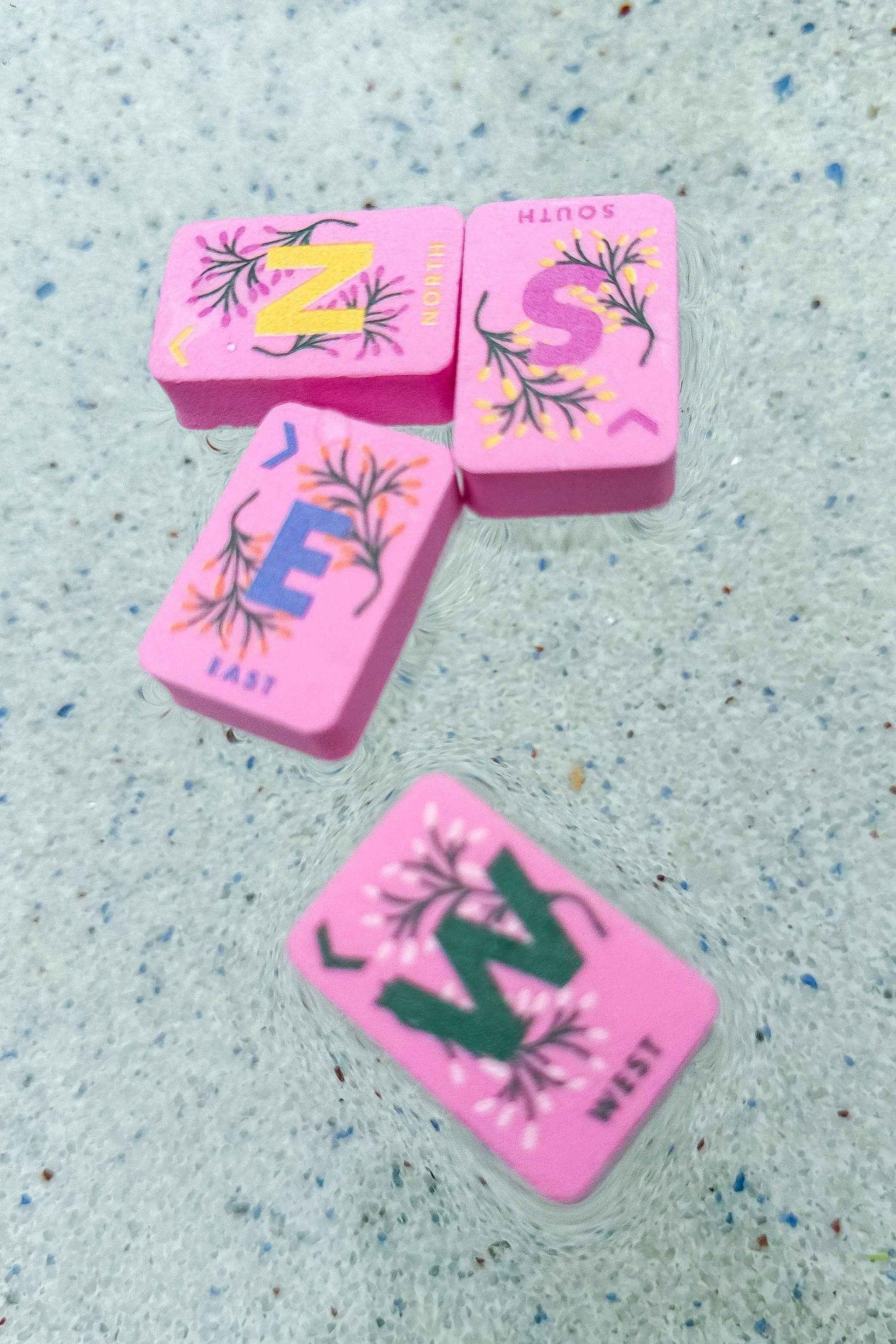 Girl Tribe Co - Floating Mahjong Tiles in Floral Pink for the Pool